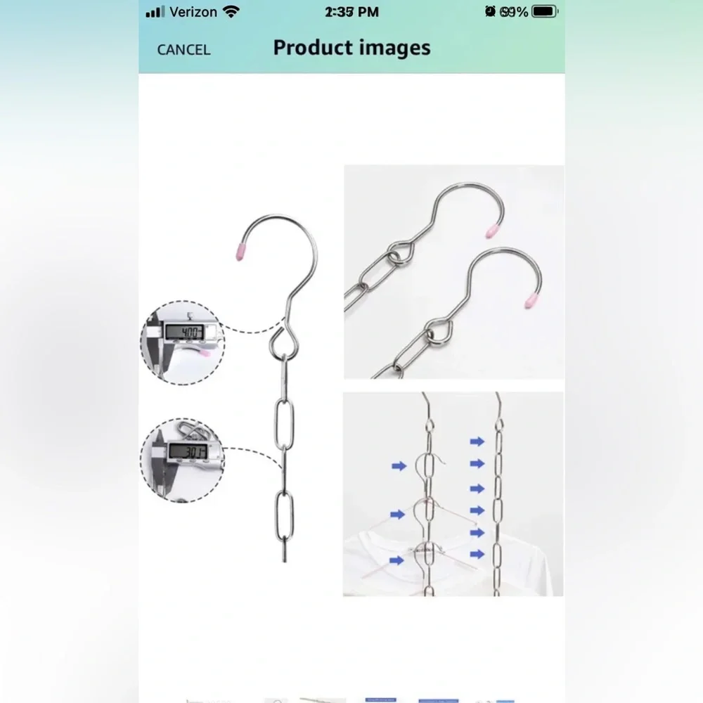 10 space Saving Heavy Duty Metal Chain Hangers for closet storage organization